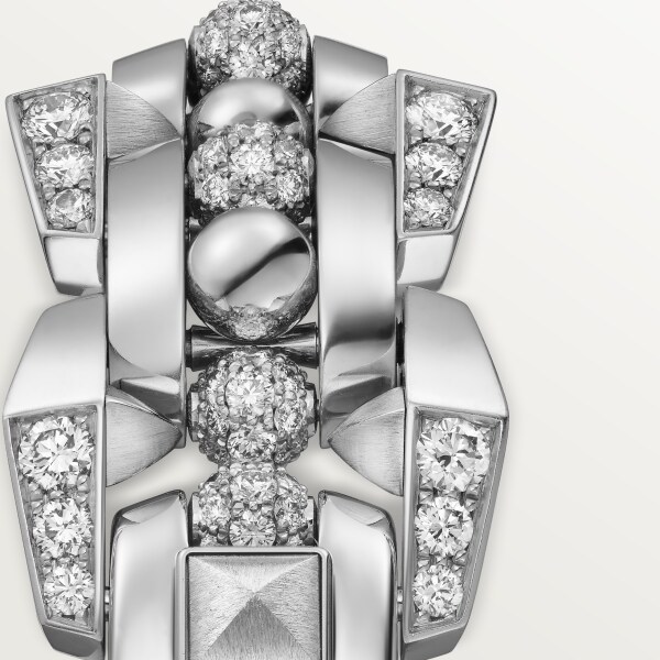 Clash [Un]limited watch Small model, quartz movement, rhodium-finish white gold, diamonds